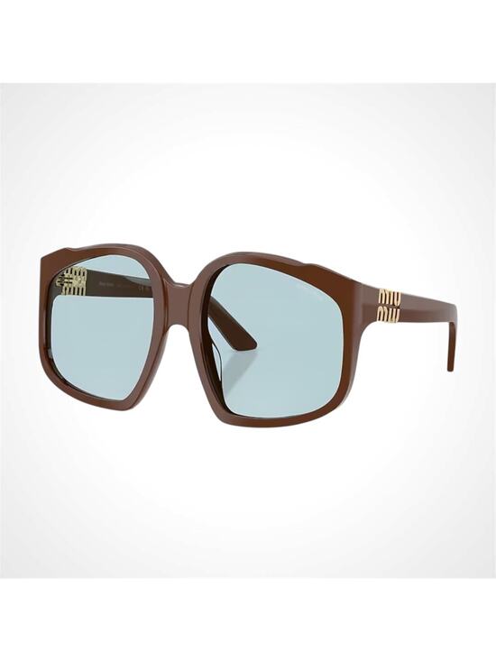 MIU MIU Women\'s Sunglasses Brown 59mm Blue Lens Oversized Acetate Womens Gold